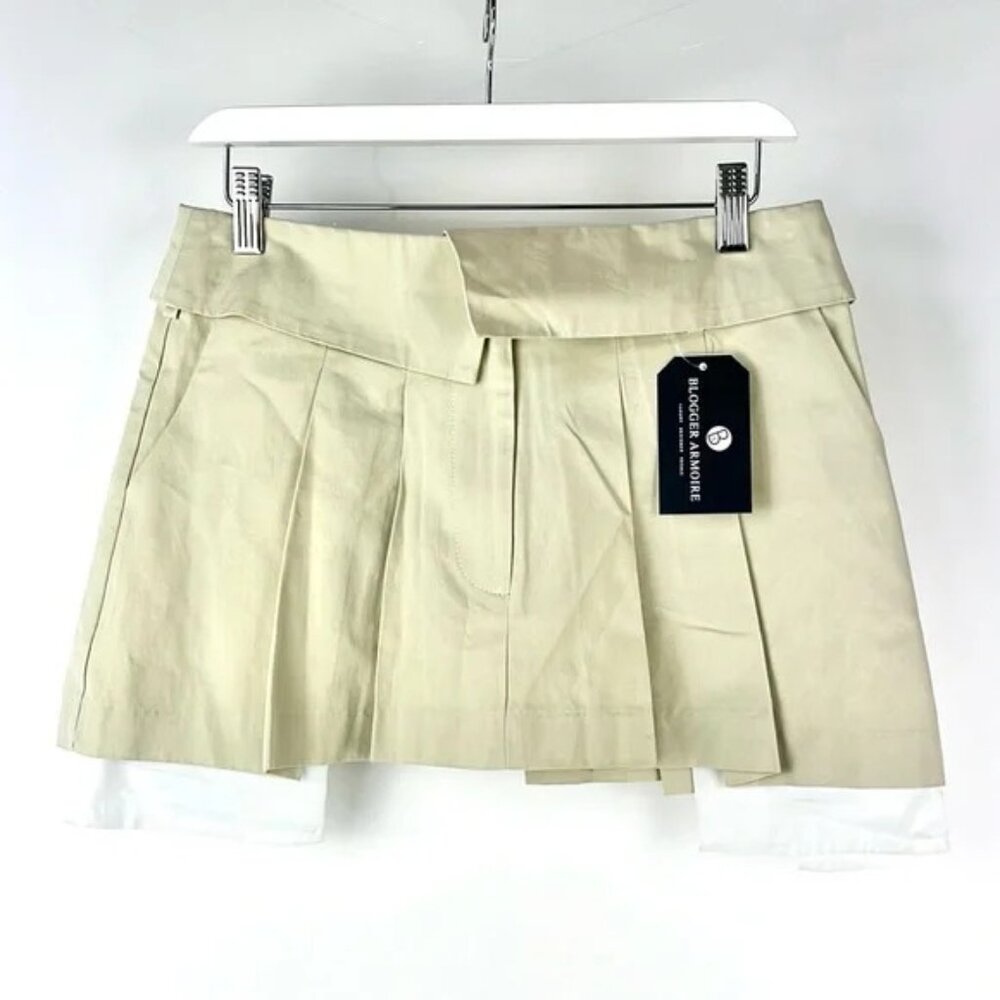 LIONESS Beige Pleated Utility Mini Skirt